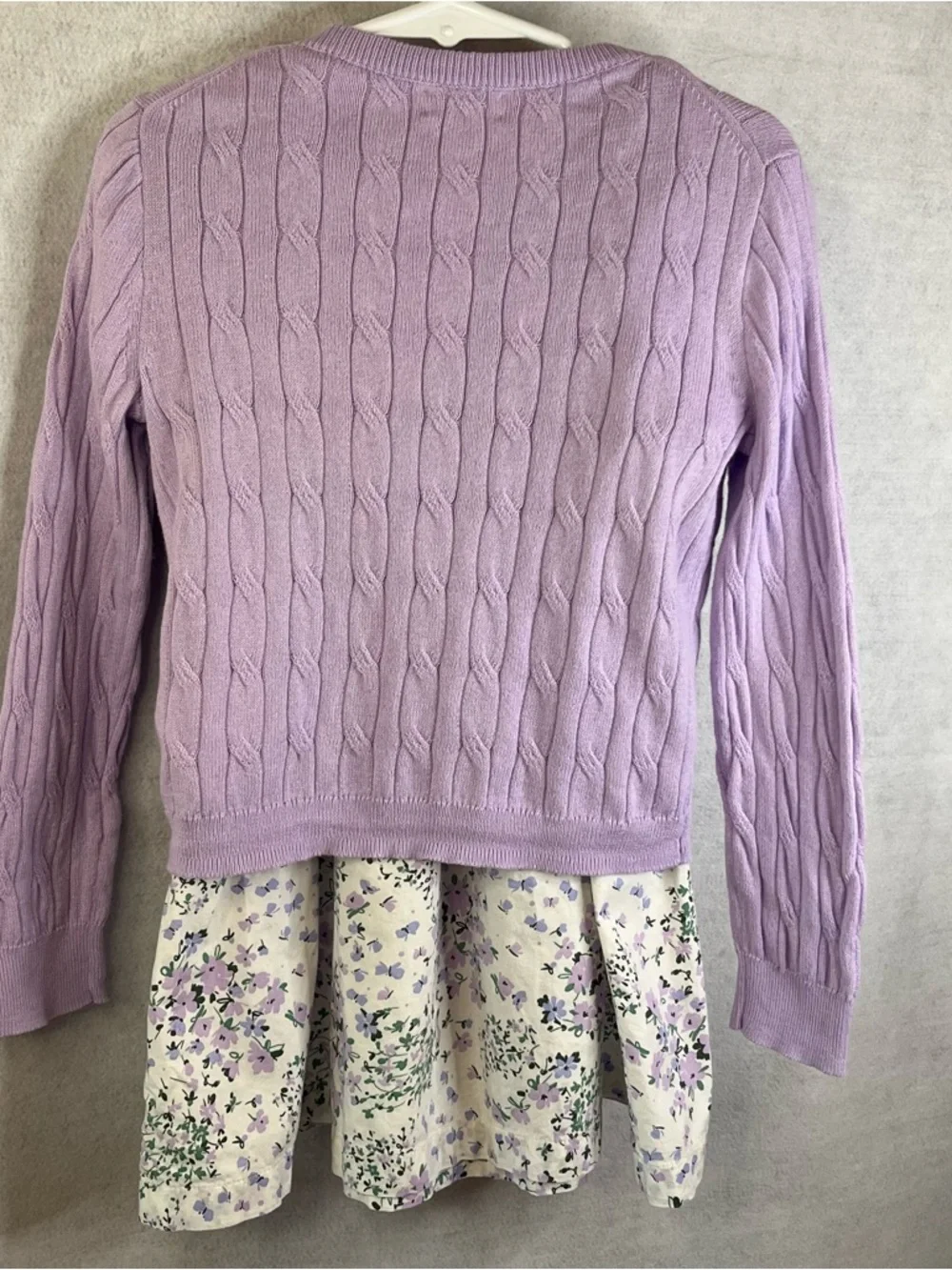 Crewcuts‎ Girls 2 Piece Set Floral Dress And Cable Knit Cardigan Sz 3-4 Years